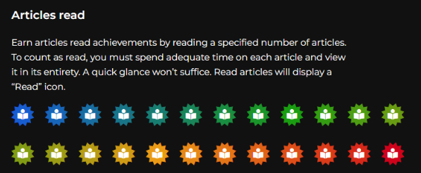 Examples of The Cove Digital Badges.